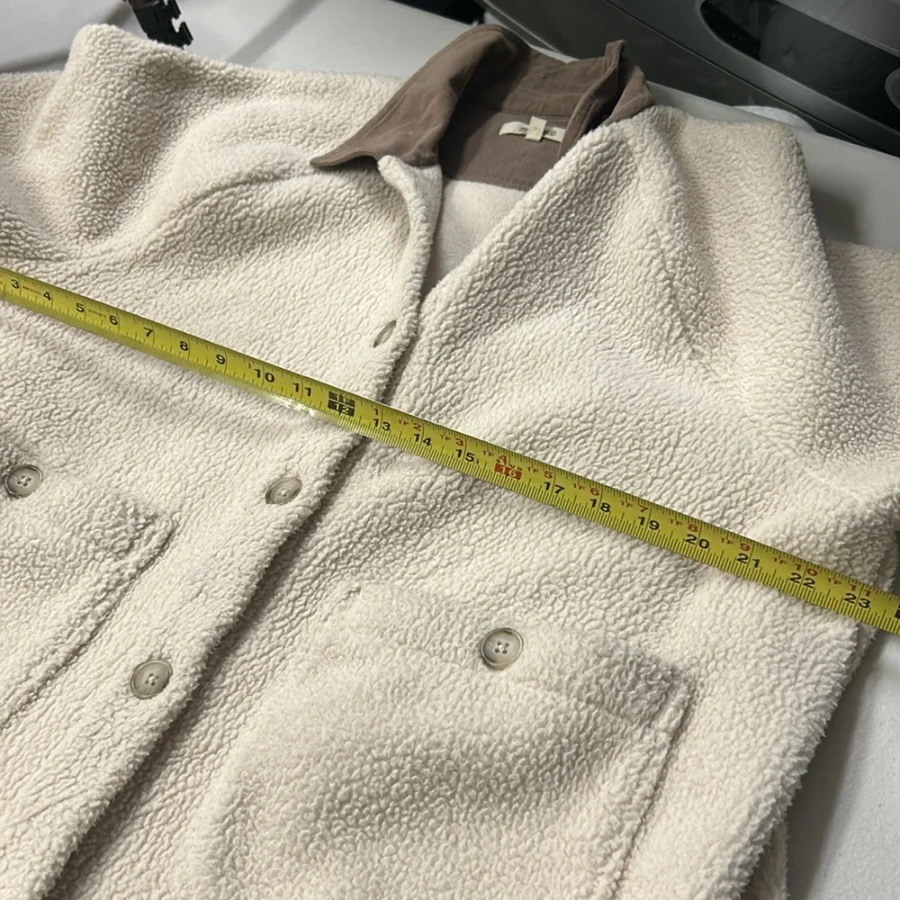 Madewell Corduroy-Trimmed (Re)sourced Sherpa Terry Chore Coat Large Brown Beige - Picture 15 of 16